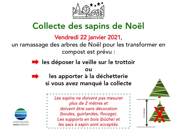 Collecte sapins de Noël - 22 janvier 2021